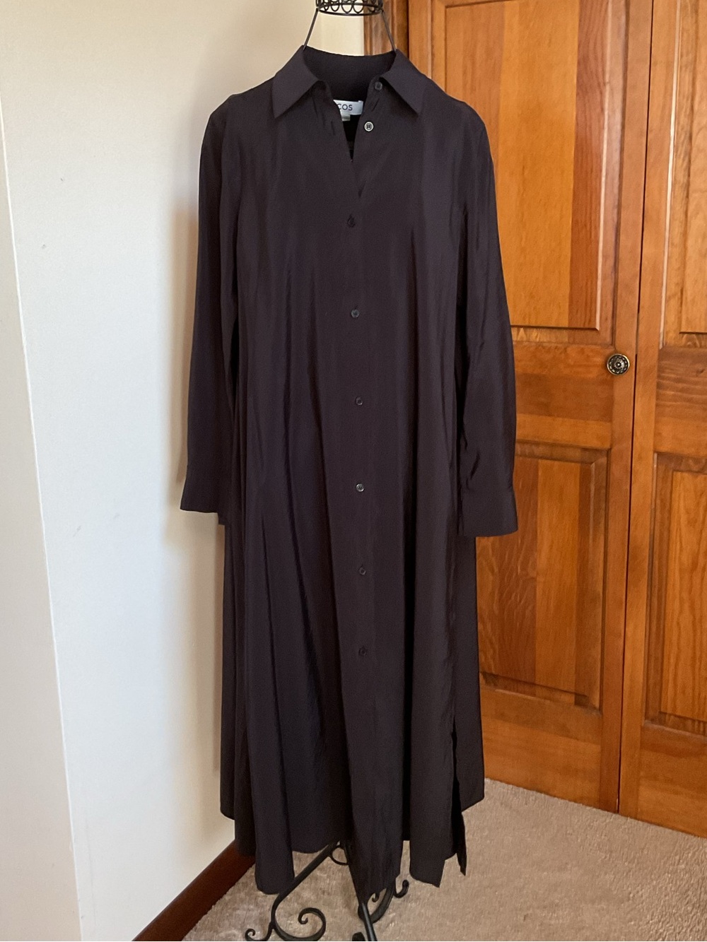 COS Black Long Button-Front Shirt Dress 34/small